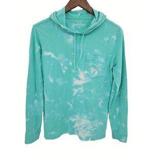 Vineyard Vines T Shirt Hoodie‎ Womens Sz XS Tie Dye Teal Blue Whale Graphic Logo